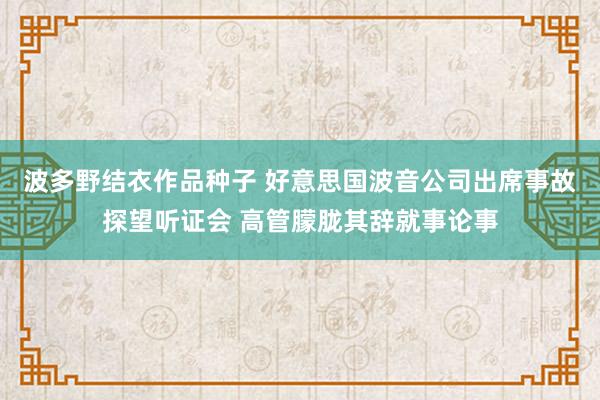 波多野结衣作品种子 好意思国波音公司出席事故探望听证会 高管朦胧其辞就事论事