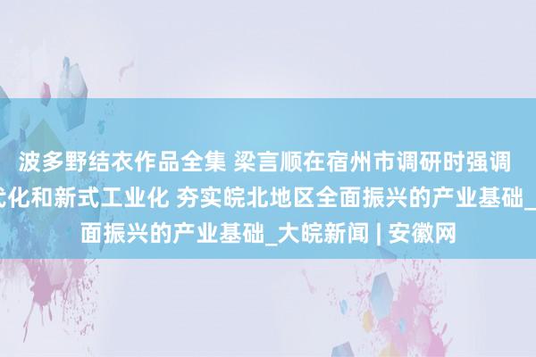 波多野结衣作品全集 梁言顺在宿州市调研时强调 加速鼓吹农业当代化和新式工业化 夯实皖北地区全面振兴的产业基础_大皖新闻 | 安徽网