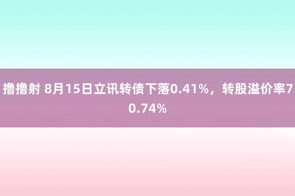 撸撸射 8月15日立讯转债下落0.41%，转股溢价率70.74%