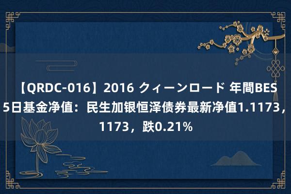 【QRDC-016】2016 クィーンロード 年間BEST10 8月15日基金净值：民生加银恒泽债券最新净值1.1173，跌0.21%